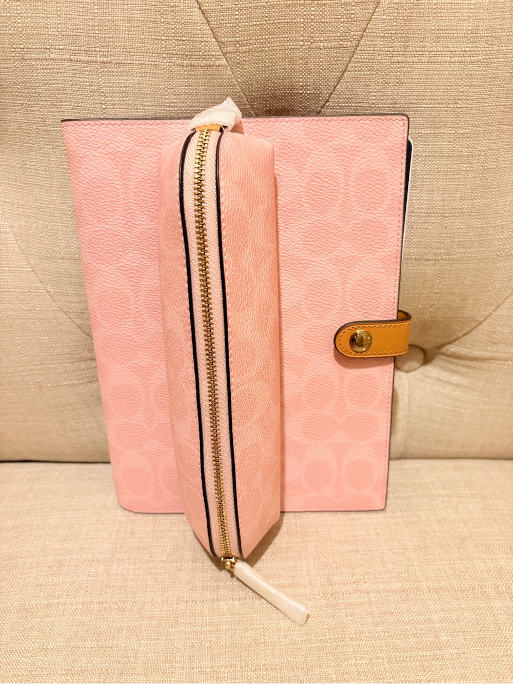Coach Powder Pink Signature notebook and pencil case. - Picture 3 of 5